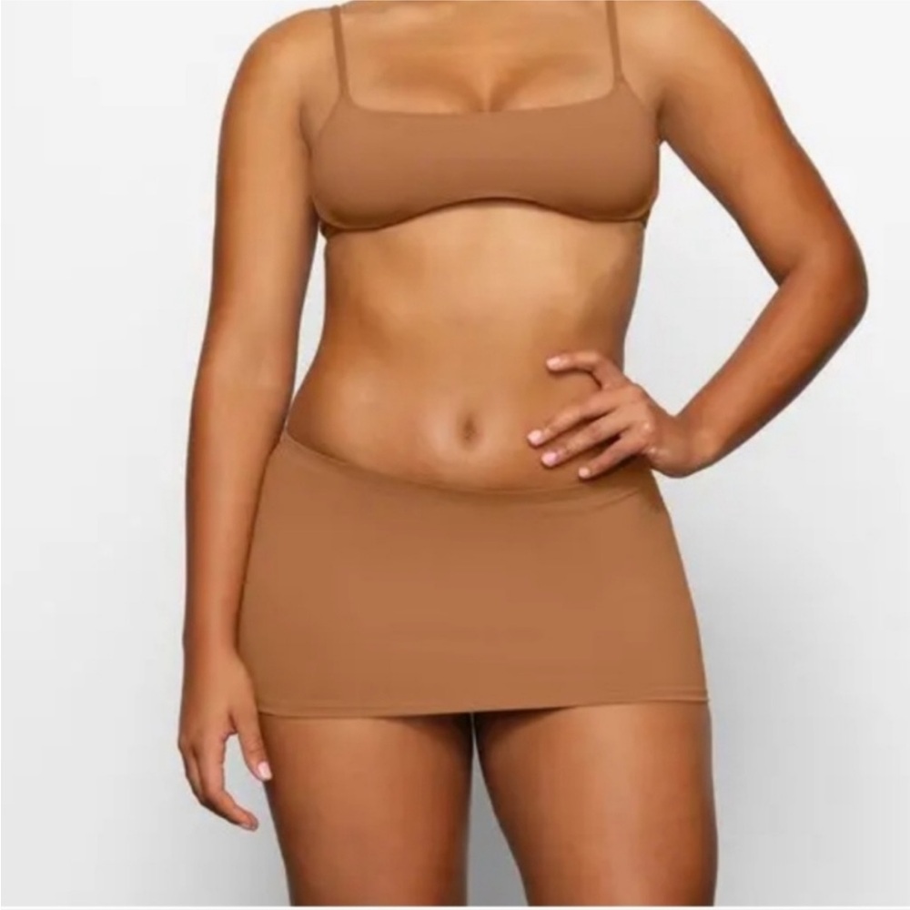 NEW Skims Recycled Swim Micro Mini Skirt Swimsuit Cover Up Almond Extra Large XL